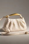 By Anthropologie Asymmetrical Hardware Woven Satchel In Beige