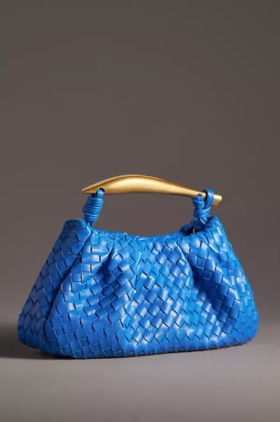 By Anthropologie Asymmetrical Hardware Woven Satchel In Blue