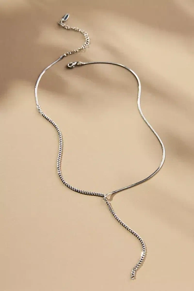 By Anthropologie Asymmetrical Lariat Necklace In Silver