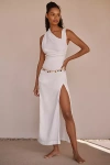 By Anthropologie Asymmetrical Linen Maxi Dress In White