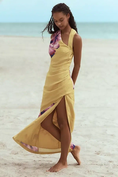 By Anthropologie Asymmetrical Linen Maxi Dress In Yellow
