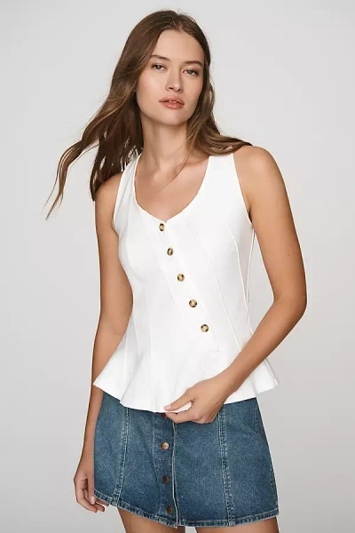 By Anthropologie Asymmetrical Peplum Vest Top In White