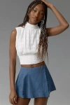 By Anthropologie Asymmetrical Pleated Skort In Blue