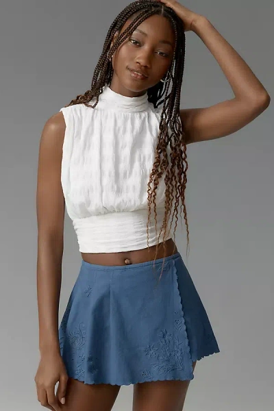 By Anthropologie Asymmetrical Pleated Skort In Blue