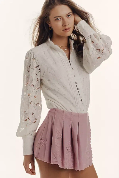 By Anthropologie Asymmetrical Pleated Skort In Pink