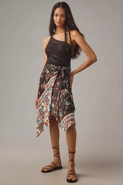 By Anthropologie Asymmetrical Wrap Midi Skirt In Multicolor