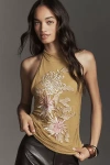 By Anthropologie Backless Mock-neck Tank Top In Green