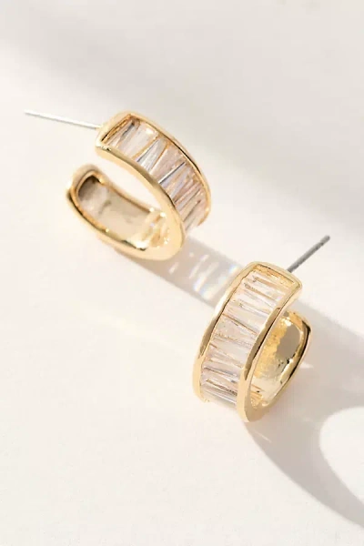 By Anthropologie Baguette Huggie Earrings In Gold