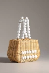 By Anthropologie Bali Beaded Straw Satchel In Beige