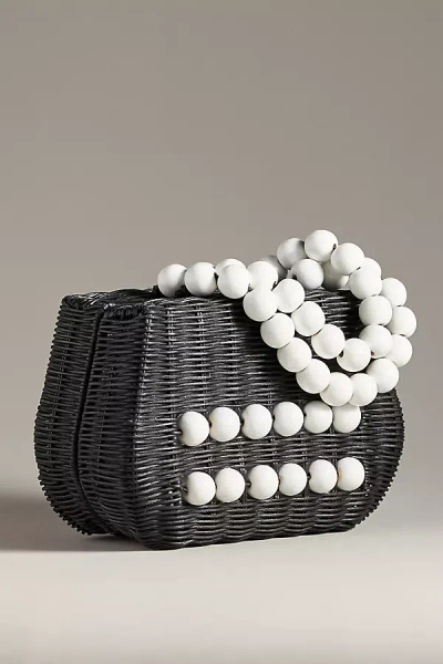 By Anthropologie Bali Beaded Straw Satchel In Black