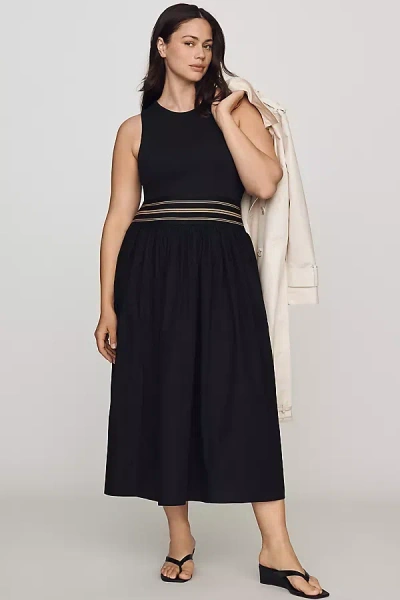 By Anthropologie Banded Twofer Midi Dress In Black