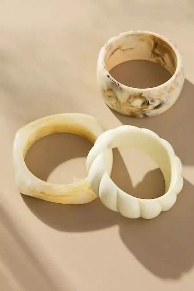 By Anthropologie Bangle Bracelets, Set Of 3 In White
