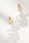 By Anthropologie Baroque Pearl Huggie Earrings In White