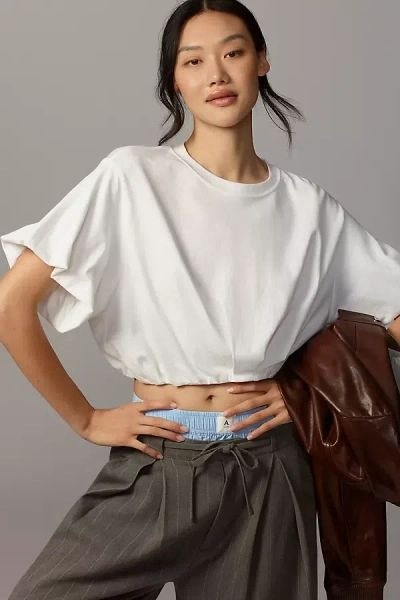 By Anthropologie Batwing Bubble Cropped T-shirt In White