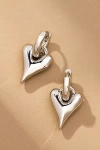 By Anthropologie Be Mine Puffy Heart Charm Huggie Hoop Earrings In Silver