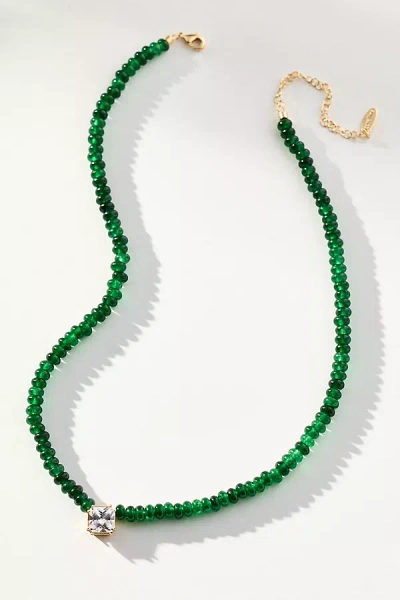 By Anthropologie Beaded Birthstone Necklace In Green