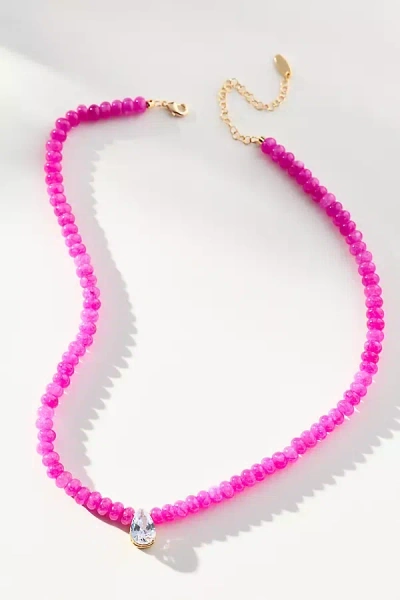 By Anthropologie Beaded Birthstone Necklace In Purple