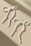 By Anthropologie Beaded Bow Statement Earrings In White