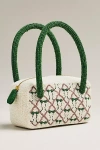 By Anthropologie Beaded Box-shaped Bag In Green