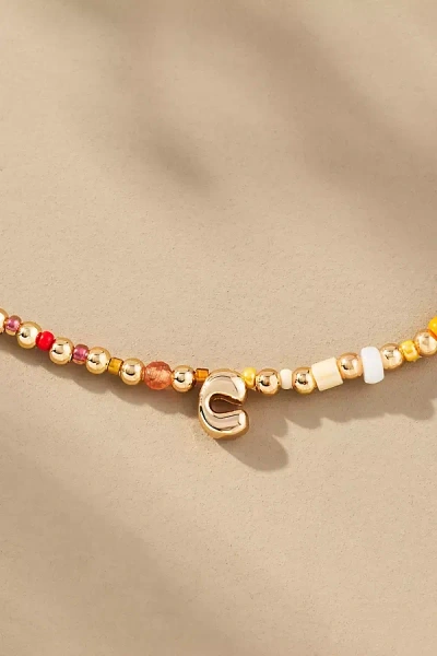 By Anthropologie Beaded Bubble Letter Lowercase Monogram Necklace In Gold