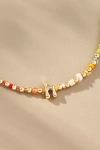 By Anthropologie Beaded Bubble Letter Lowercase Monogram Necklace In Multi