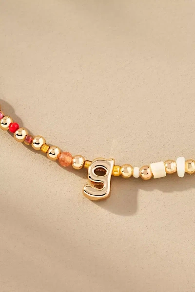 By Anthropologie Beaded Bubble Letter Lowercase Monogram Necklace In Multi