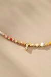 By Anthropologie Beaded Bubble Letter Lowercase Monogram Necklace In Multi
