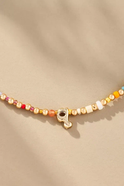 By Anthropologie Beaded Bubble Letter Lowercase Monogram Necklace In Alphabet