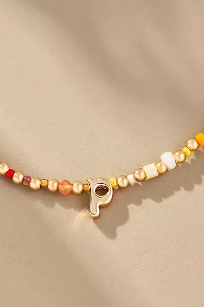 By Anthropologie Beaded Bubble Letter Lowercase Monogram Necklace In Alphabet