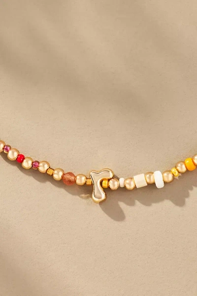 By Anthropologie Beaded Bubble Letter Lowercase Monogram Necklace In Alphabet