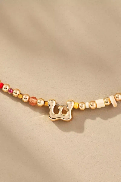 By Anthropologie Beaded Bubble Letter Lowercase Monogram Necklace In Alphabet