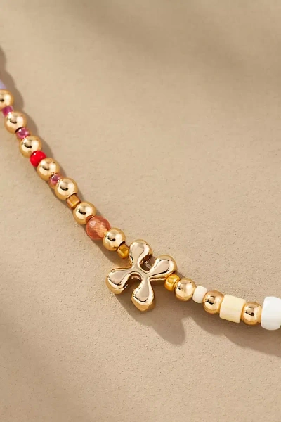 By Anthropologie Beaded Bubble Letter Lowercase Monogram Necklace In Alphabet