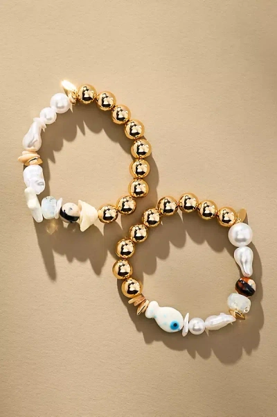 By Anthropologie Beaded Camp Bracelets, Set Of 2