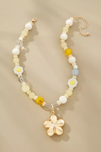 By Anthropologie Beaded Camp Icon Necklace In Beige