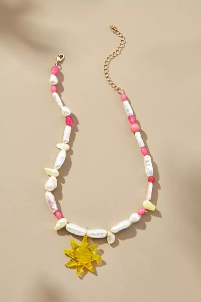 By Anthropologie Beaded Camp Icon Necklace In Yellow