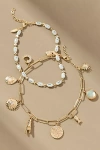 By Anthropologie Beaded Charm Anklets, Set Of 2 In White