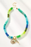 By Anthropologie Beaded Charm Cluster Necklace In Blue