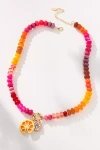 By Anthropologie Beaded Charm Cluster Necklace In Red
