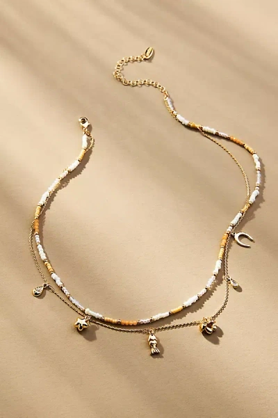 By Anthropologie Beaded Charm Layered Necklace