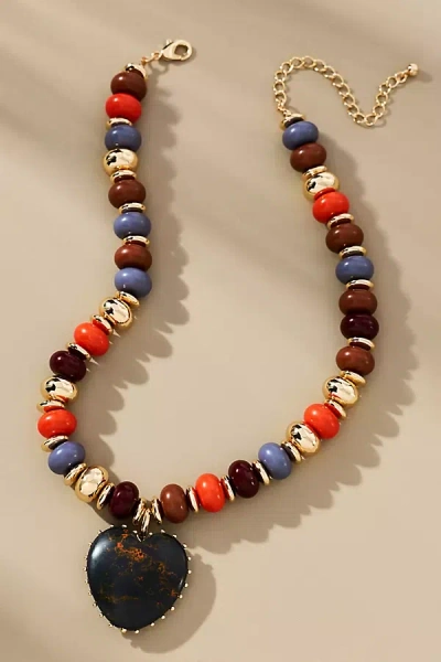 By Anthropologie Beaded Charm Necklace In Brown