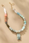 By Anthropologie Beaded Charm Necklace In Grey
