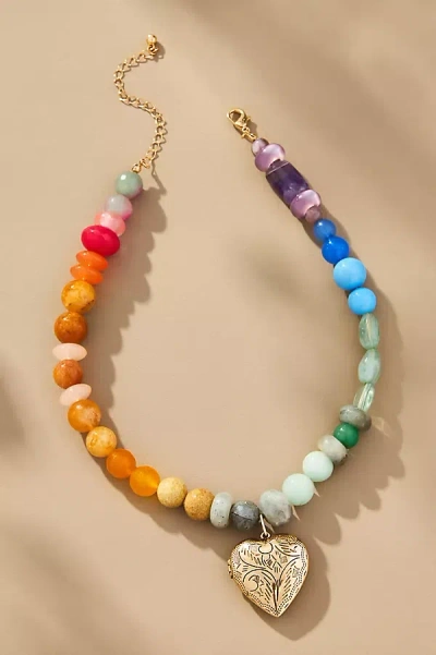 By Anthropologie Beaded Charm Necklace In Multicolor