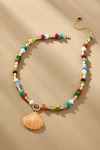 By Anthropologie Beaded Cluster Charm Necklace In Orange