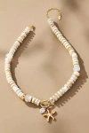 By Anthropologie Beaded Cluster Charm Necklace In White