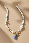 By Anthropologie Beaded Cluster Charm Necklace In White