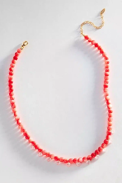 By Anthropologie Beaded Crystal Necklace In Orange