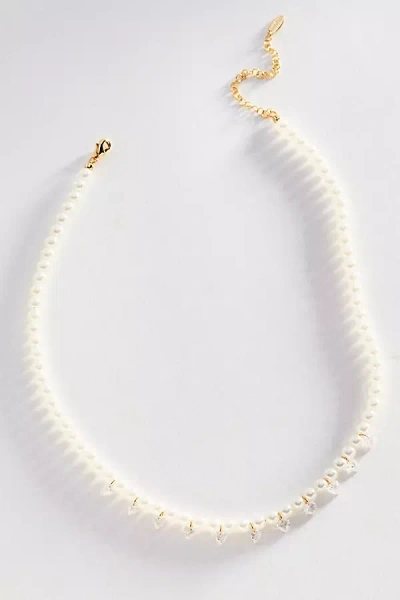 By Anthropologie Beaded Crystal Necklace In White