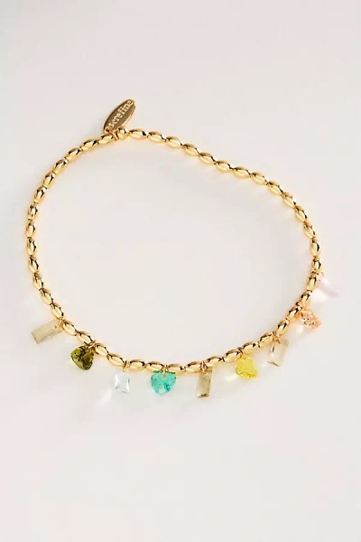 By Anthropologie Beaded Crystal Stretch Bracelet In Gold