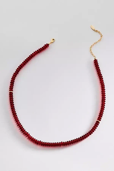 By Anthropologie Beaded Delicate Necklace In Burgundy