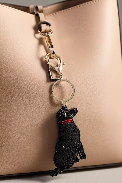 By Anthropologie Beaded Dog Bag Charm In Black